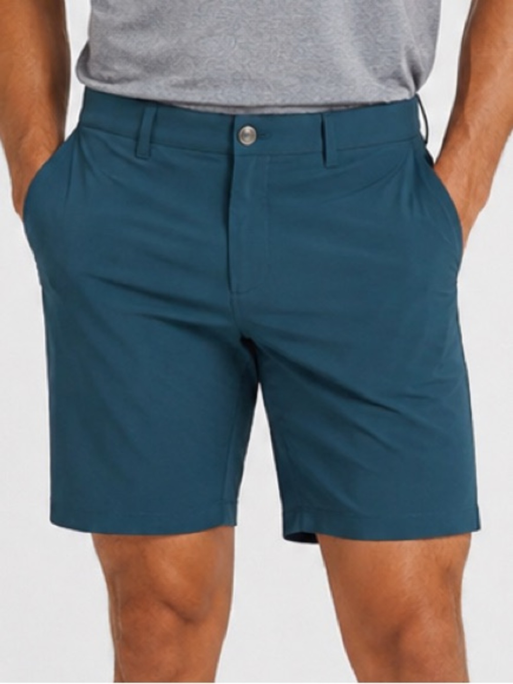 Adidas Golf Shorts Mens 36 Blue Green Primegreen Stretch Performance Flat Front